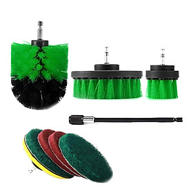 9Pcs Drill Brush Attachment Kit Power Scrubber Drill Brushes with 6 Inch Long Reach Extension Car Bathroom Cleaning