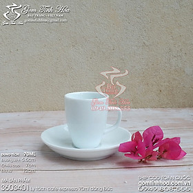 Mua Ly tách sứ uống cà phê espresso 70ml gốm sứ Bát Tràng men trắng kiểu dáng Đức
