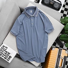 Áo polo phối viền vai Simple Basic, thun co giãn, thấm hút mồ hôi, siêu nhẹ, mau khô, chống nhăn tự nhiên, màu xanh lam, màu xanh lá
