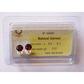 Mua Bông tai đá Garnet Ngọc Hồng Lựu tự nhiên mài giác tròn 6mm kiểm định