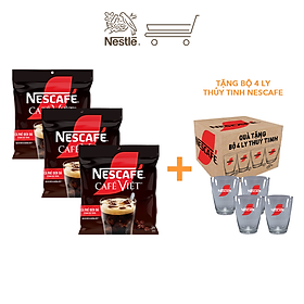 [Tặng Bộ 4 ly thủy tinh Nescafe] Combo 3 Bịch Cà phê đen hòa tan NESCAFE Café Việt (Túi 35 gói x 16g)