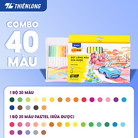 Hình ảnh Review Combo Bút lông màu Fiber Pen Thiên Long Colokit 40/56/76 màu rửa được an toàn sử dụng tô màu, vẽ tranh, calligraphy