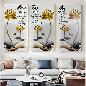 Mua (ẢNH THẬT) Tranh treo tường 3 tấm phúc tâm an tranh phòng khách kèm đinh treo