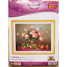 Mua Tranh thêu chữ thập bình hoa khoe sắc LV3344 - 53 x 43 cm - chưa thêu