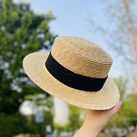 Mũ chữ M mũ cói đi biển, nón cói dang gaucho panama cowboy chất liệu sợi lúa mì tự nhiên 100%