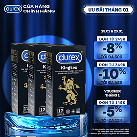 Bộ Bao Cao Su Durex Kingtex 3 Hộp 12 Bao