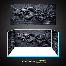 Tranh 3D Koifish, Tranh Dán Bể Cá,Rồng đen , in tranh theo kích thước yêu cầu