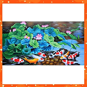 Mua tranh thêu chữ thập Cửu ngư quần hội - LV3043