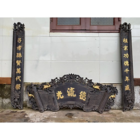 Mua Bộ cuốn thư câu đối giả cổ gỗ lim Đức Lưu Quang 1m15