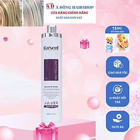 [+Tặng mũ trùm] DẦU GỘI TÍM KARSEELL NO YELLOW SILVER SHAMPOO KHỬ ÁNH VÀNG CHO TÓC TRÂNG BẠCH KIM