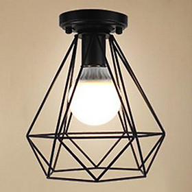 Vintage Metal Wire Diamond Loft Pendant Ceiling Light Lamp Cage Shade Holder E27