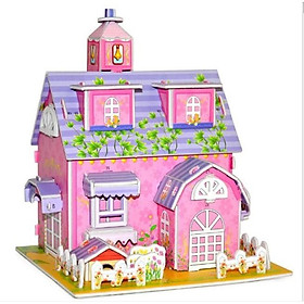 Ghép hình 3D - biệt thự hồng