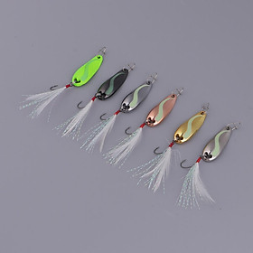 6 Pieces Metal Sequins Fishing Lures Artificial Hard Bait with Barbed Hook