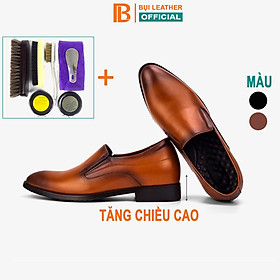 Giày lười da tăng chiều cao nam Bụi Leather G111 - Da bò Nappa cao cấp - Bảo hành 12 tháng