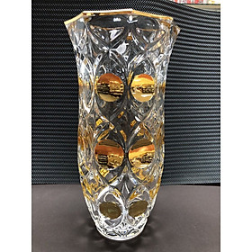 Bình cắm hoa pha lê thủy tinh cao cấp trắng  vàng - ANTH493