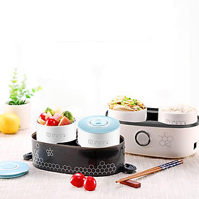 Mua Hộp Cơm Cắm Điện Hâm Nóng Thức Ăn Khay Đựng Bằng Sứ 2 Tầng