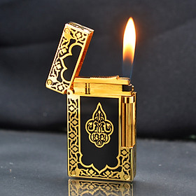 Mua Vỏ hộp quẹt bật lửa ga đá hoa văn sơn mài đen viền vàng D-80V