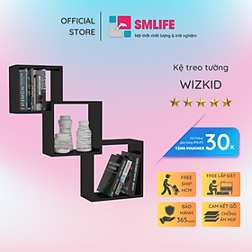 Kệ gỗ treo tường trang trí hiện đại SMLIFE Wizkid  | Gỗ MDF dày 17mm chống ẩm | D75xR20xC75cm -  Màu