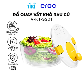 Mua Máy Quay Vắt Khô Rau Củ Kèm Rổ Vắt Không Làm Nát Rau Eroc V-KT-SS01 SALAD SPINNER - Hàng Chính Hãng