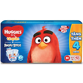 Tã Quần Huggies Dry gói trung Angry Birds phiên bản giới hạn M42 (42 Miếng) - Tặng 4 miếng