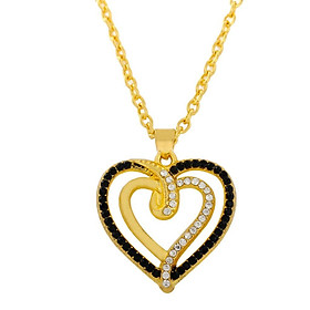 Black and white  crystal heart necklace gift for women
