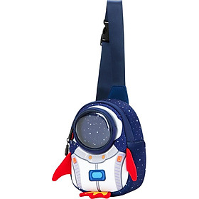 Uek children's bag girl messenger bag blue rocket chest bag boys and girls small bag tide shoulder baby bag