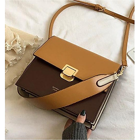 Túi xách tay đeo chéo nữ thời trang công sở phối 2 màu T66 KT 24x21x10 cm dây đeo chéo da phụ kiện thời trang - T66-1
