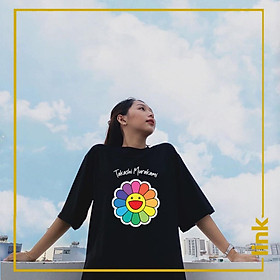 Áo phông unisex HOA 7 SẮC CẦU VỒNG TAKASHI MURAKAMI ( Đen, Trắng )