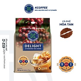 Cà phê hòa tan K Coffee 3 in 1 Delight đậm đà vị cà phê sữa đá 612g (Túi 36 gói x 17g)