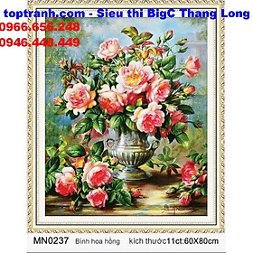 Mua Tranh thêu chữ thập bình hoa hồng cổ khoe sắc thêu kín MN0237 chưa thêu