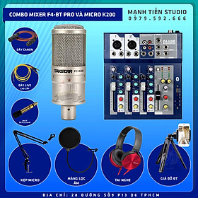 Combo Míc THU ÂM Livestream karaoke PC K200 MIXER F4 USB Bluetooth