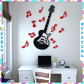 Mua Tranh dán tường mica 3d decor khổ lớn electric guitar spirit rock trang trí phòng nhạc