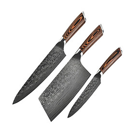 Hình ảnh BỘ 3 DAO BẾP NHẬT THÉP DAMASCUS BDT2