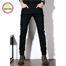 Quần jean nam đen trơn chất bò mỏng nhẹ ống côn cao cấp, phù hợp mùa hè, alex cool