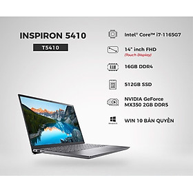 Laptop Dell Inspiron 5410 J42F81 (Core i7-1165G7/ 16GB/ 512 SSD/ MX350 2GB/ 14 FHD Touch/ Win10 + Office) - Hàng Chính Hãng