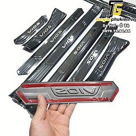 Bộ Ốp bậc cửa, Nẹp bước chân Toyota Vios 2019-2021 vân Carbon