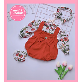 Body bé gái - bodysuit màu đỏ họa tiết cho bé gái từ 4-13 kg