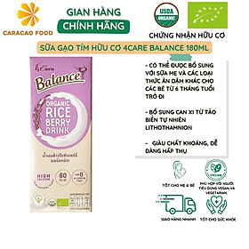 Sữa gạo tím hữu cơ 4Care Balance 180ml, Sữa gạo tốt cho sức khỏe mẹ và bé