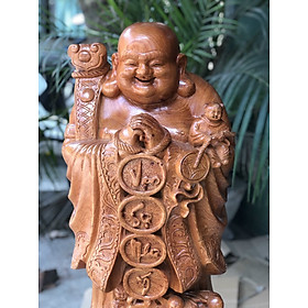 Tượng phật di lặc chúc phúc bằng gỗ hương đá kt cao 70×23×21cm