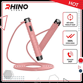 Hình ảnh Dây nhảy thể thao lõi thép cao cấp Rhino J501 tự động đếm số, tích hợp đo calo, quãng đường, độ dài dây tùy chỉnh - Dùng cho Muay | Boxing | Kickboxing - Hàng chính hãng