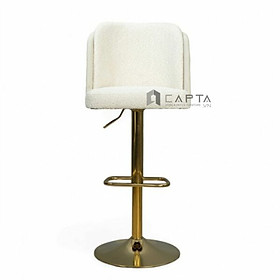 Mua Ghế quầy bar nệm vải màu trắng kem CB2293B-F Nội thất Capta Ghế quầy tiếp khách nệm vải chân thép mạ màu vàng bóng tại HCM