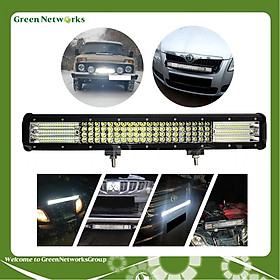 Đèn Led bar trợ sáng xe hơi xe tải 48 bóng tròn 2 màu trắng vàng Green Networks Group 