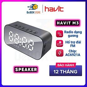 Loa Bluetooth HAVIT M3, Radio dạng gương, Tích hợp đồng hồ báo thức, Chip AC6921A - Hàng Chính hãng