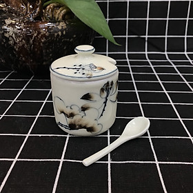 Bộ Chén Dĩa 21 Sản Phẩm Họa Tiết Sen Đen