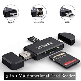 Đầu Đọc Thẻ Nhớ 3 Trong 1 Đa Năng Cho iPhone Type-c Micro USB/ Micro SD / SD Phù Hợp Cho Điện Thoại Thông Minh - Dành cho iPhone