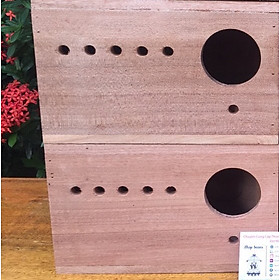 Tổ gỗ có hộc dành cho vẹt nhỏ như lovebird, yến phụng , parrotlet,... bạc má cũng dùng dk