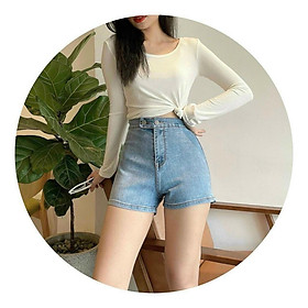 Quần short jean nữ lưng cao King168 , quần short nữ cao cấp QS10