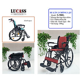 Xe lăn du lịch  Sắt Sơn Chống Lật Lucass X980L