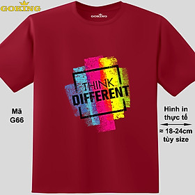 THINK DIFFERENT, mã G66. Áo thun GOKING hàng hiệu, form unisex cho nam nữ, trẻ em, bé trai gái. Áo phông in hình chữ đẹp, quà tặng cao cấp cho gia đình, cặp đôi, hội nhóm, doanh nghiệp