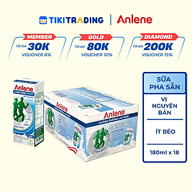 Thùng 18 hộp sữa Anlene không đường Lactose (18 x 180ml)